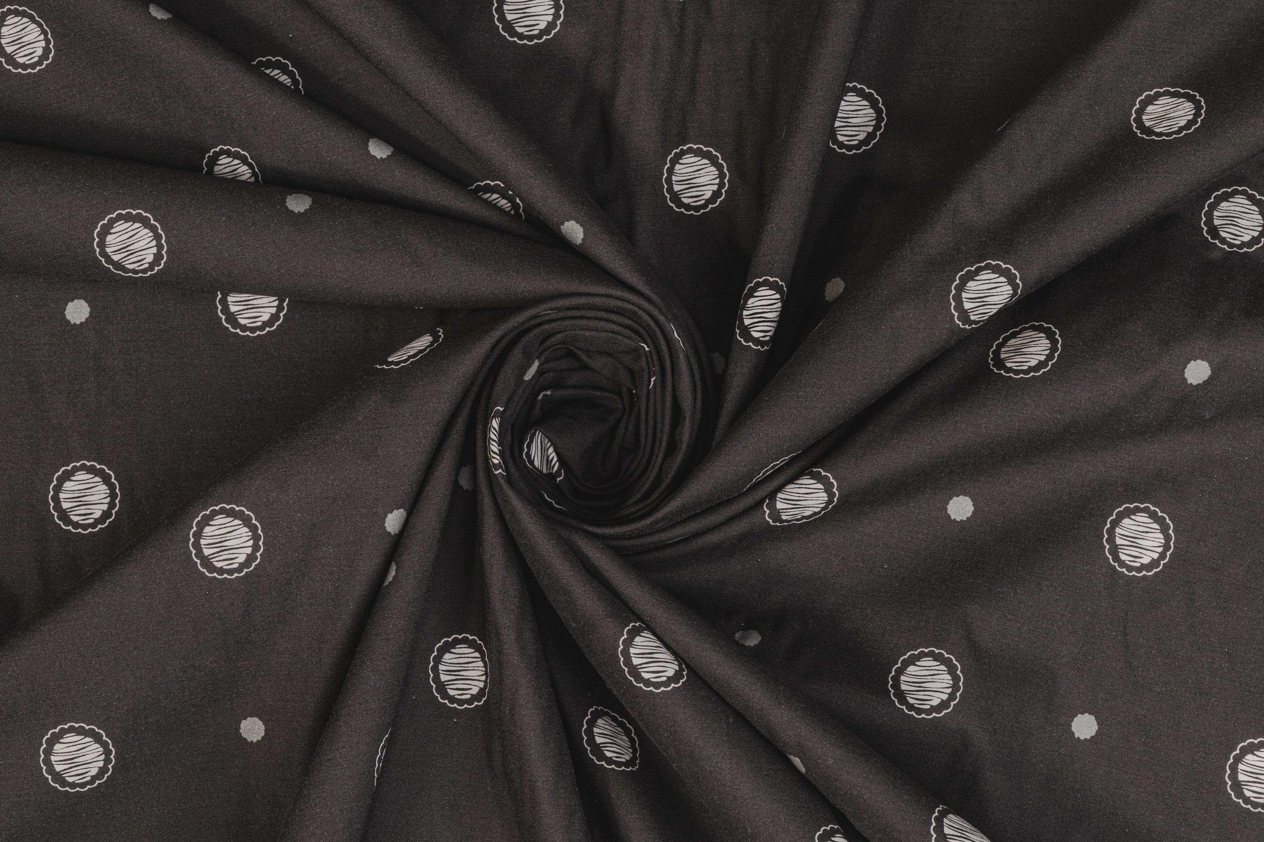 Faded Black Printed Cotton - Prime Fabrics