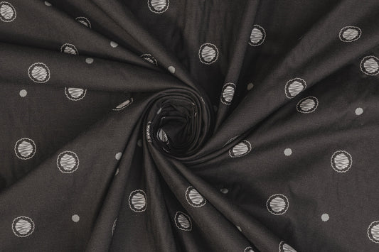 Faded Black Printed Cotton - Prime Fabrics