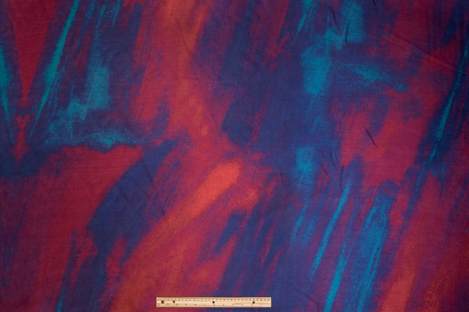 Printed Mikado - Blue and Maroon - Prime Fabrics
