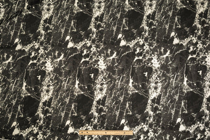 Marble Printed Scuba - Washed Black and Off White - Prime Fabrics