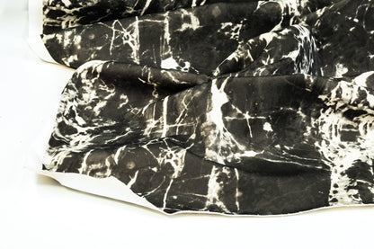 Marble Printed Scuba - Washed Black and Off White - Prime Fabrics