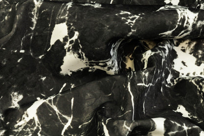 Marble Printed Scuba - Washed Black and Off White - Prime Fabrics