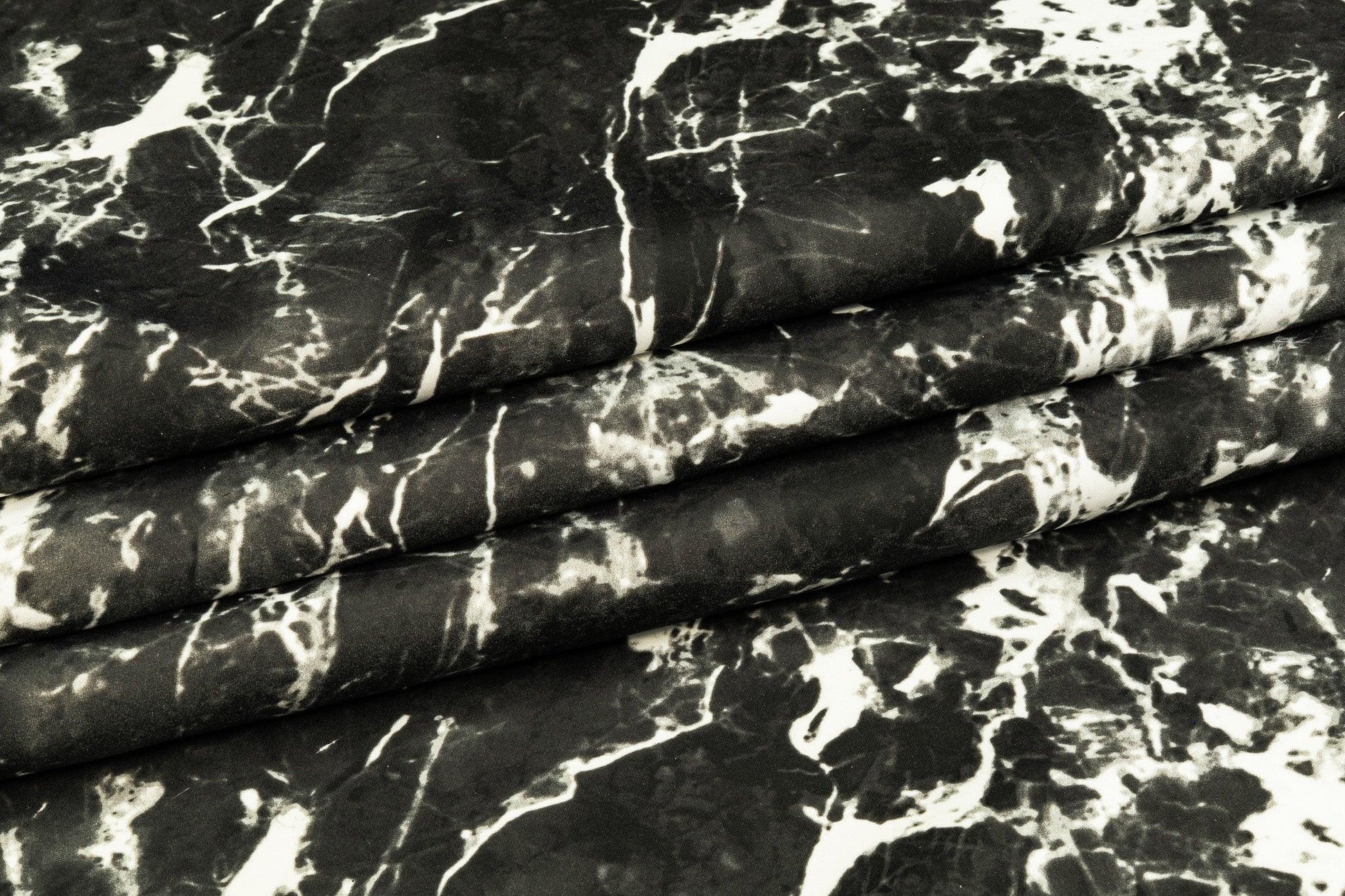 Marble Printed Scuba - Washed Black and Off White - Prime Fabrics