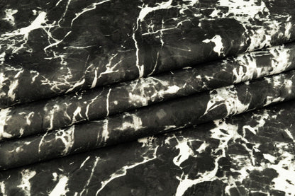 Marble Printed Scuba - Washed Black and Off White - Prime Fabrics
