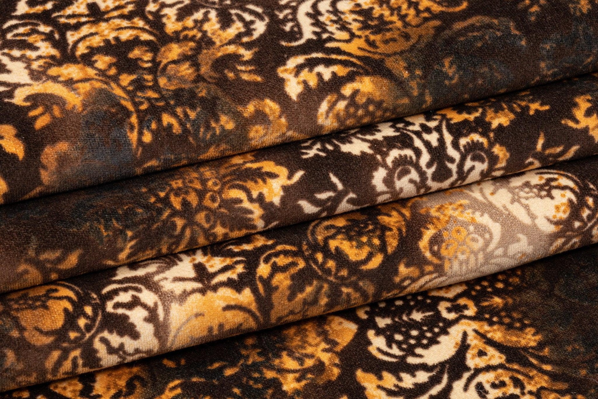 Tie-Dye Damask Printed Cotton Velvet - Brown - Prime Fabrics