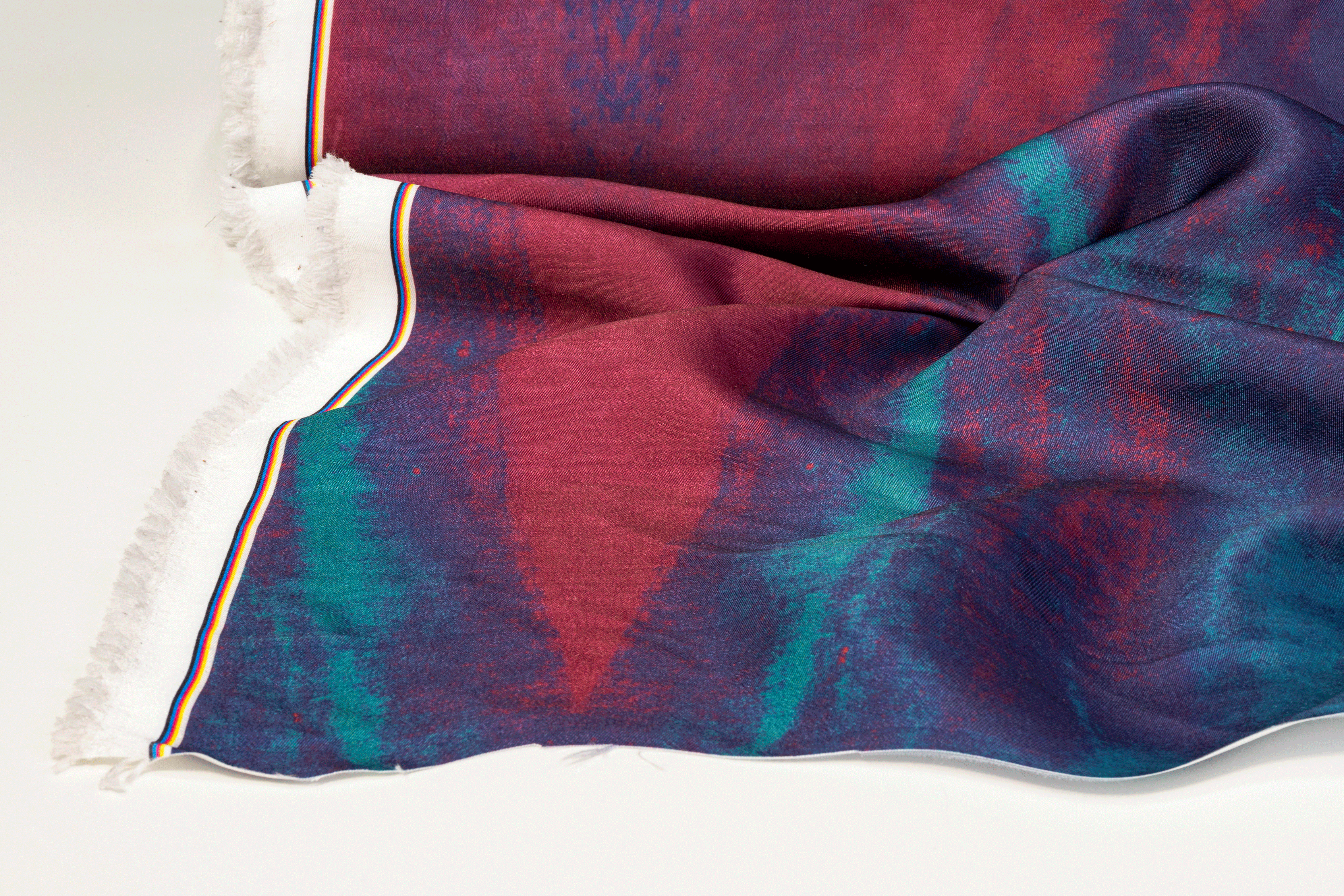 Printed Mikado - Blue and Maroon - Prime Fabrics