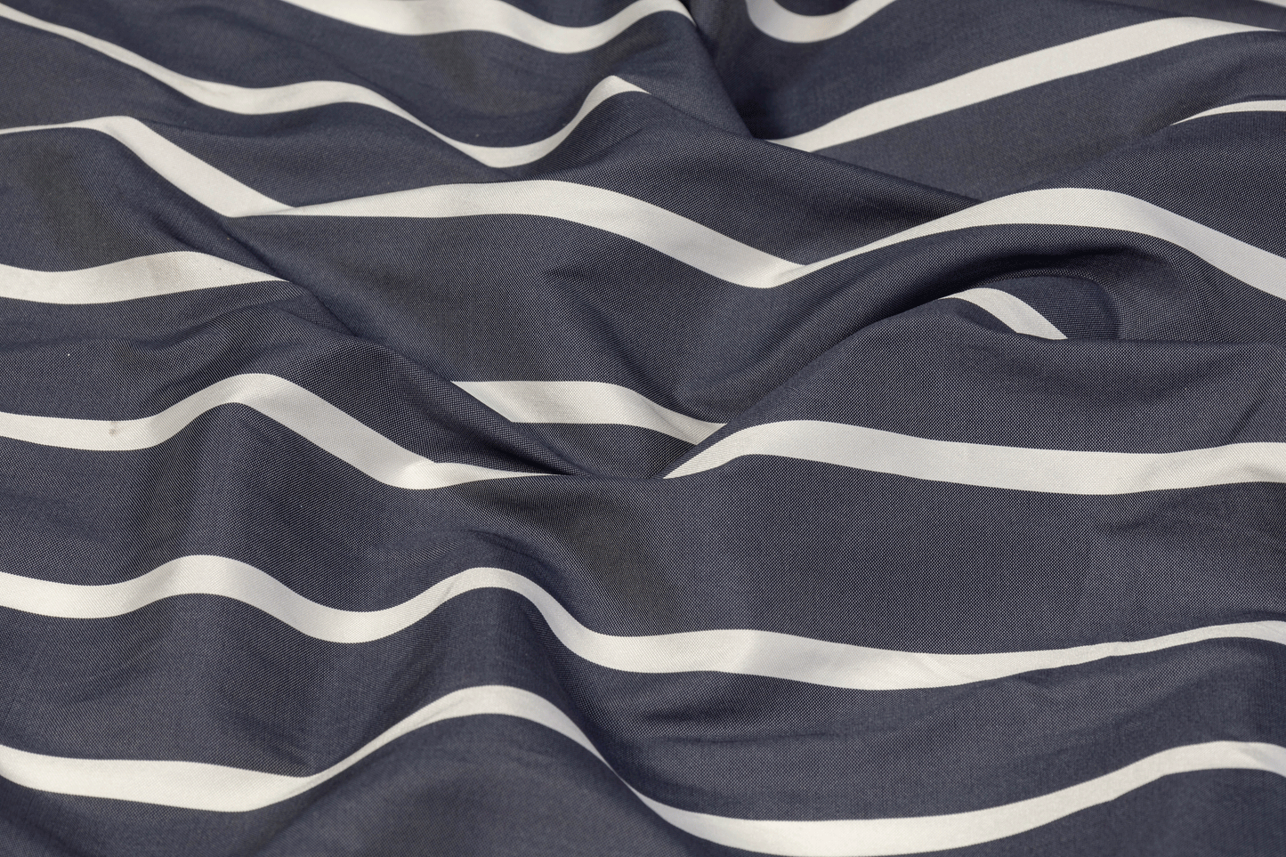Striped Taffeta - Faded Navy and White - Prime Fabrics