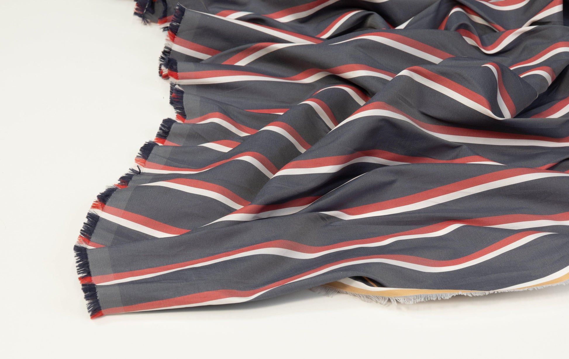 Striped Taffeta - Faded Navy, White, Red - Prime Fabrics
