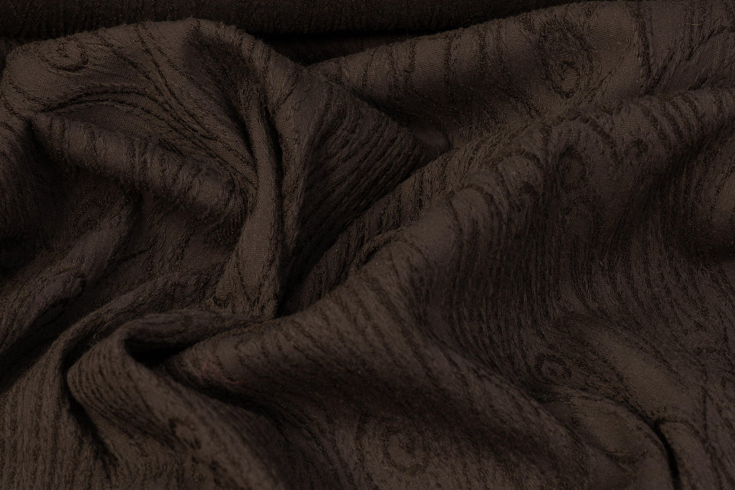 Paisley Stretch Viscose Brocade - Dark Brown - Prime Fabrics