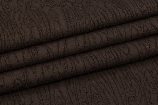 Paisley Stretch Viscose Brocade - Dark Brown - Prime Fabrics