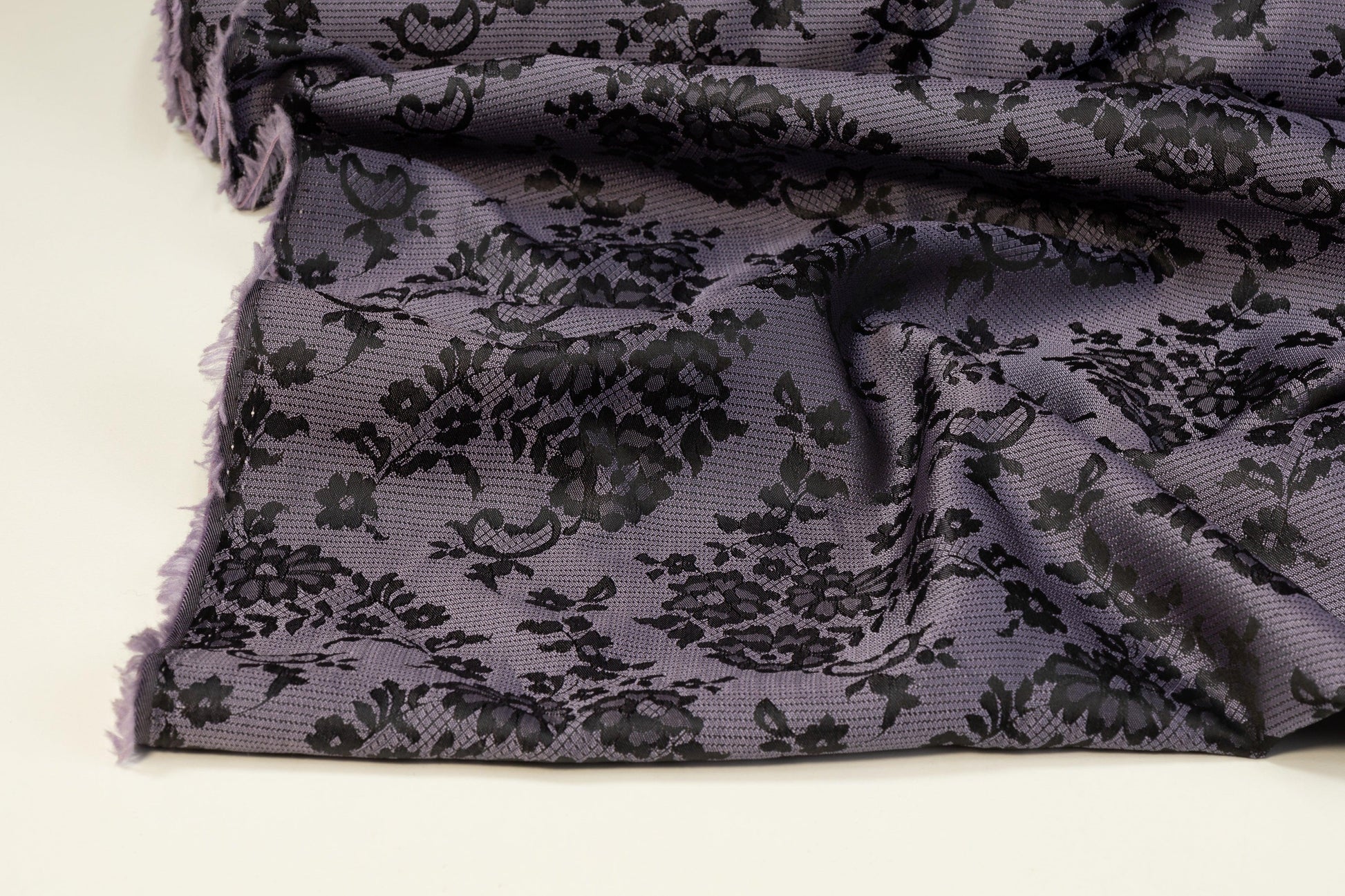Floral Jacquard - Black and Purple - Prime Fabrics