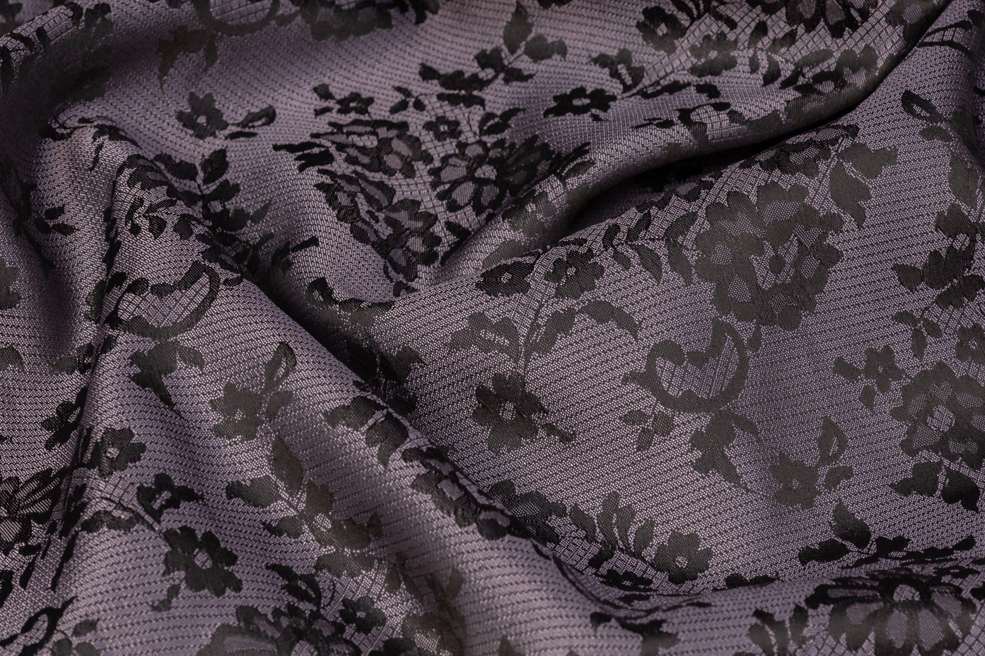 Floral Jacquard - Black and Purple - Prime Fabrics