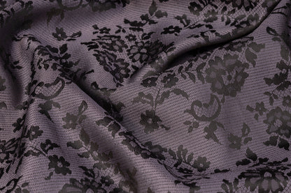 Floral Jacquard - Black and Purple - Prime Fabrics