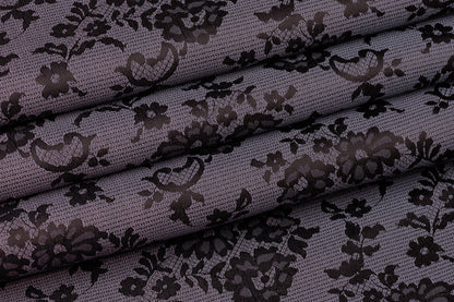 Floral Jacquard - Black and Purple - Prime Fabrics
