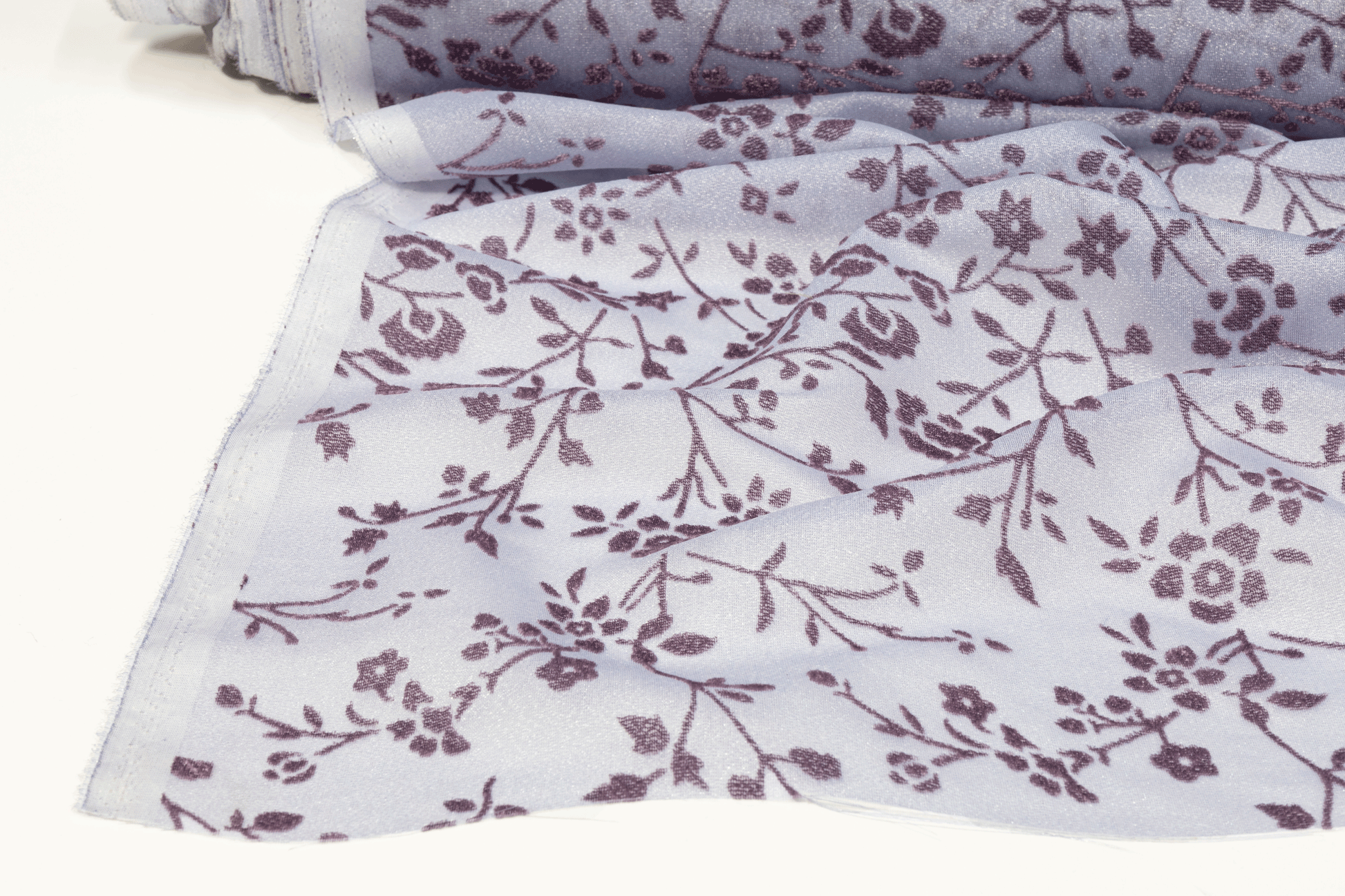 Floral Velvet Organza Burnout - Periwinkle - Prime Fabrics