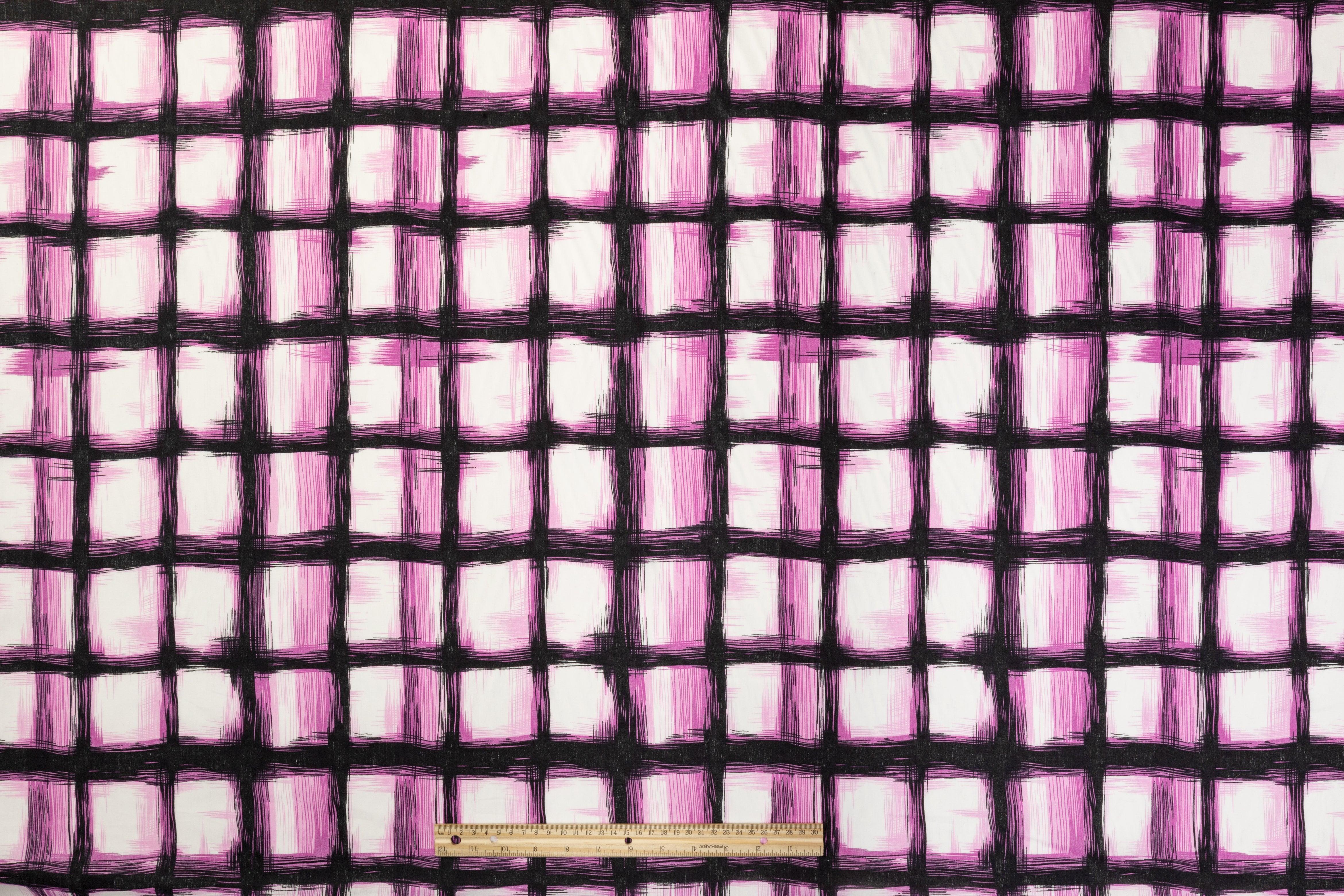 Printed Cotton Voile - Pink, White, Black - Prime Fabrics