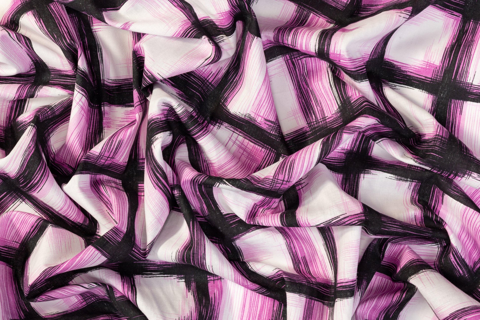 Printed Cotton Voile - Pink, White, Black - Prime Fabrics