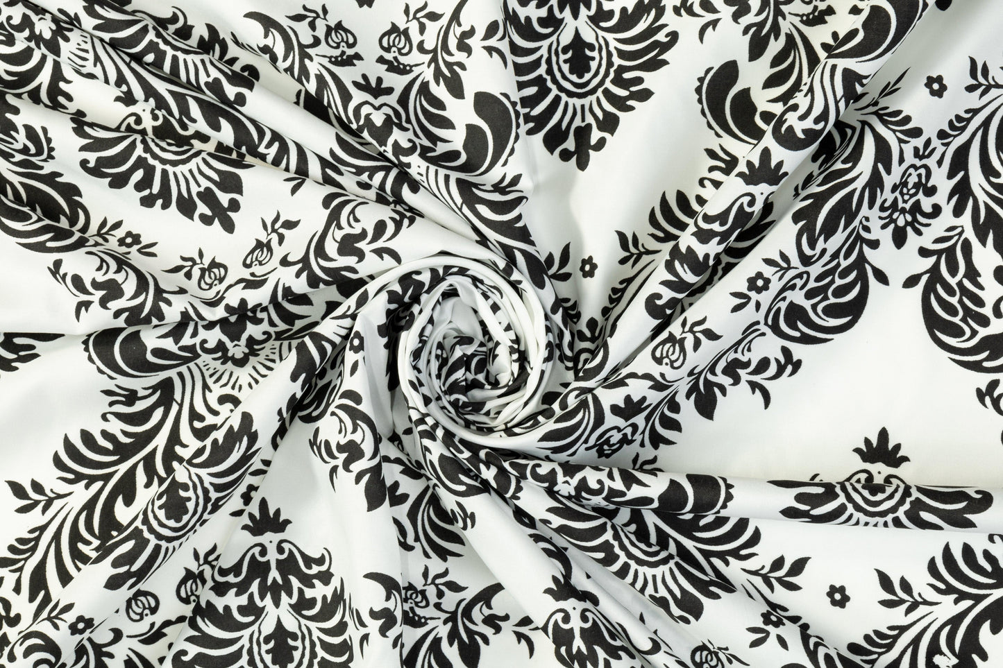 Damask Printed Cotton - Black and White - Prime Fabrics