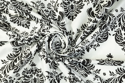 Damask Printed Cotton - Black and White - Prime Fabrics