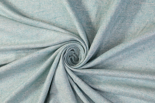 Metallic Silk Tweed - Blue, White, Silver - Prime Fabrics