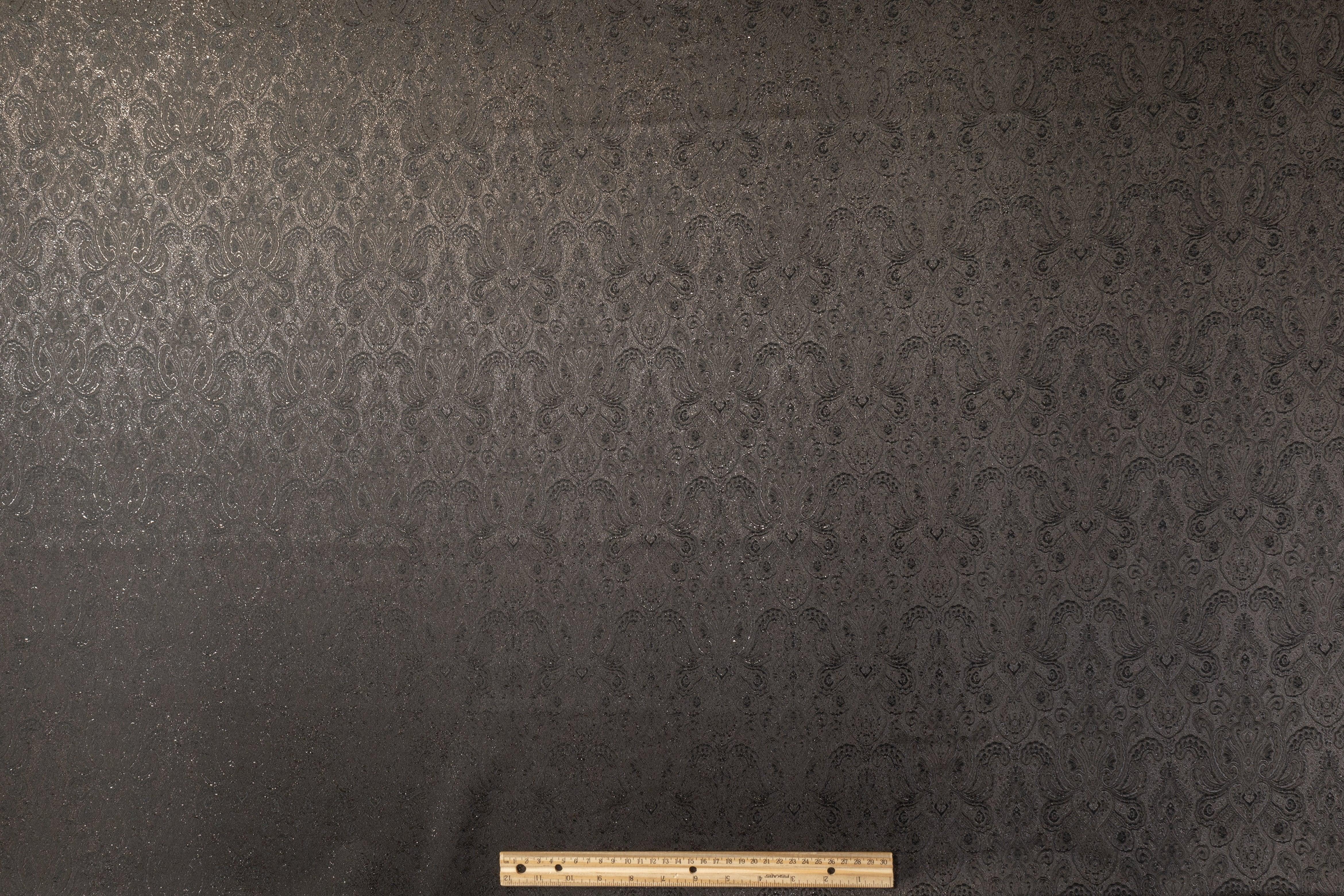 Metallic Damask Brocade - Black - Prime Fabrics
