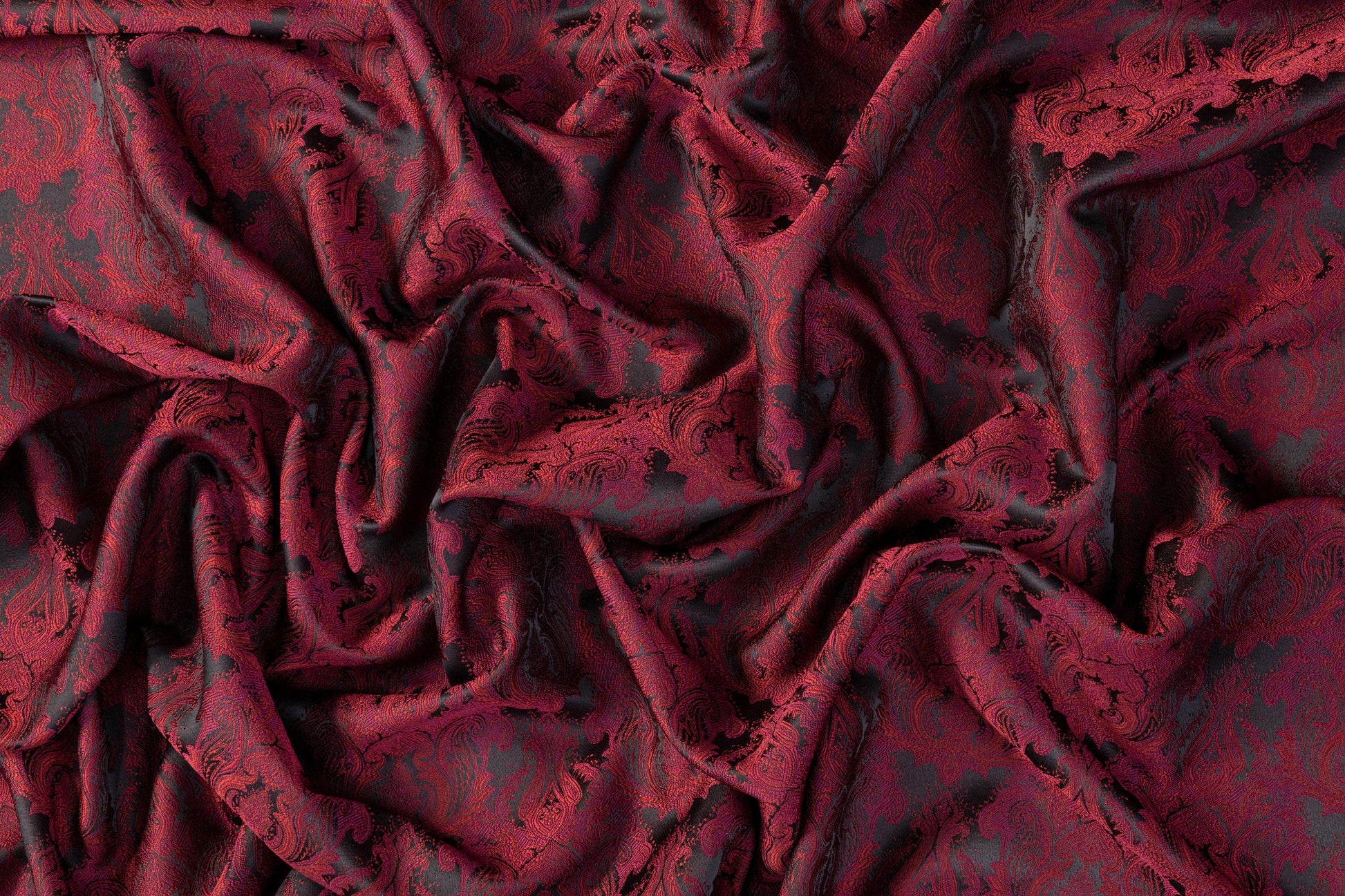 Damask Jacquard - Burgundy and Black - Prime Fabrics