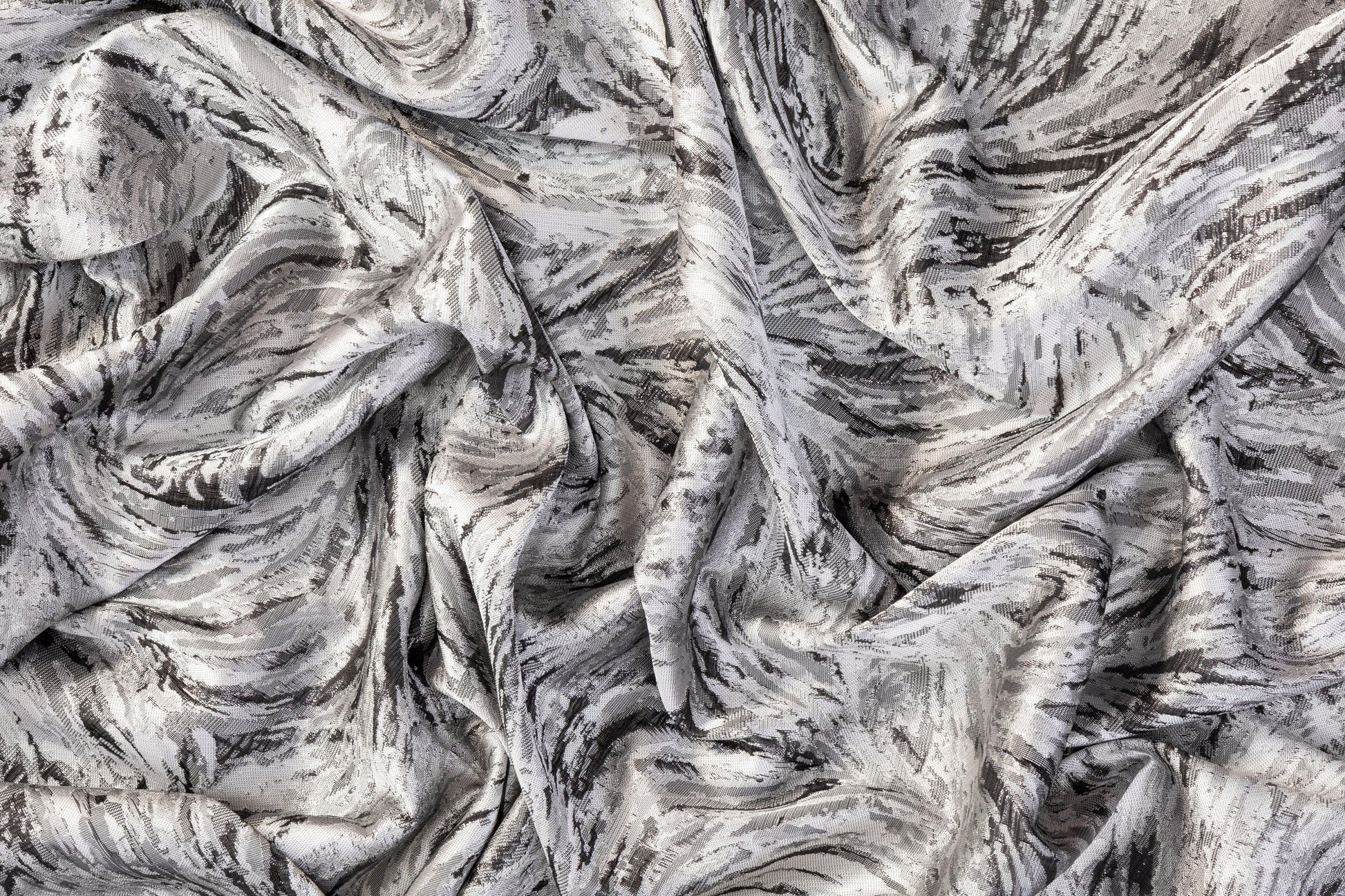 Abstract Metallic Brocade - Gray and Black - Prime Fabrics