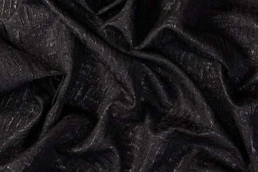 Crushed Metallic Brocade - Black - Prime Fabrics