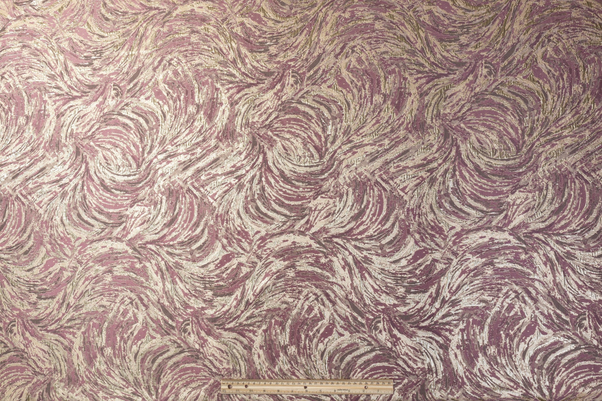 Abstract Metallic Brocade - Mauve and Light Gold - Prime Fabrics