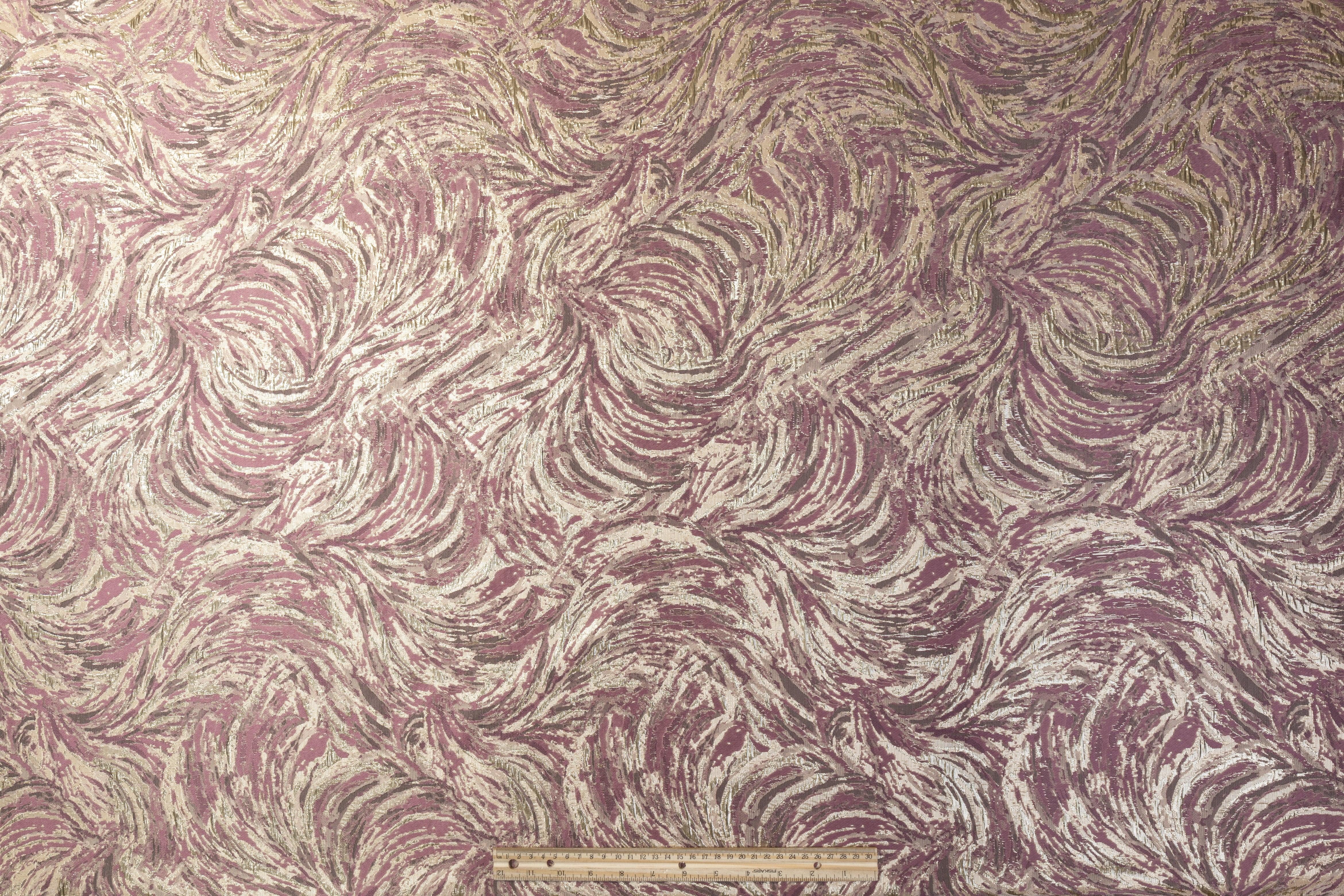 Abstract Metallic Brocade - Mauve and Light Gold - Prime Fabrics