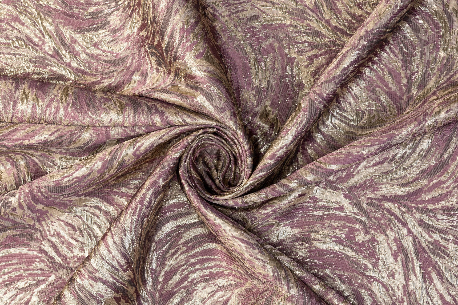 Abstract Metallic Brocade - Mauve and Light Gold - Prime Fabrics