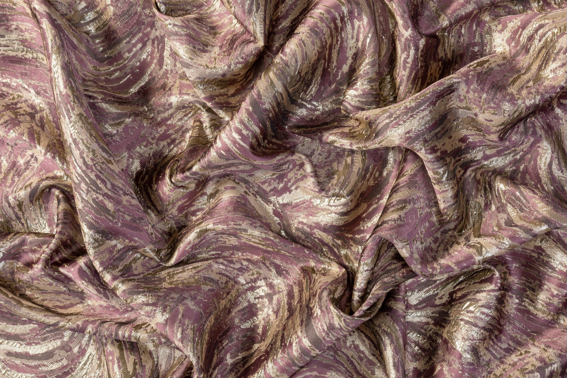 Abstract Metallic Brocade - Mauve and Light Gold - Prime Fabrics