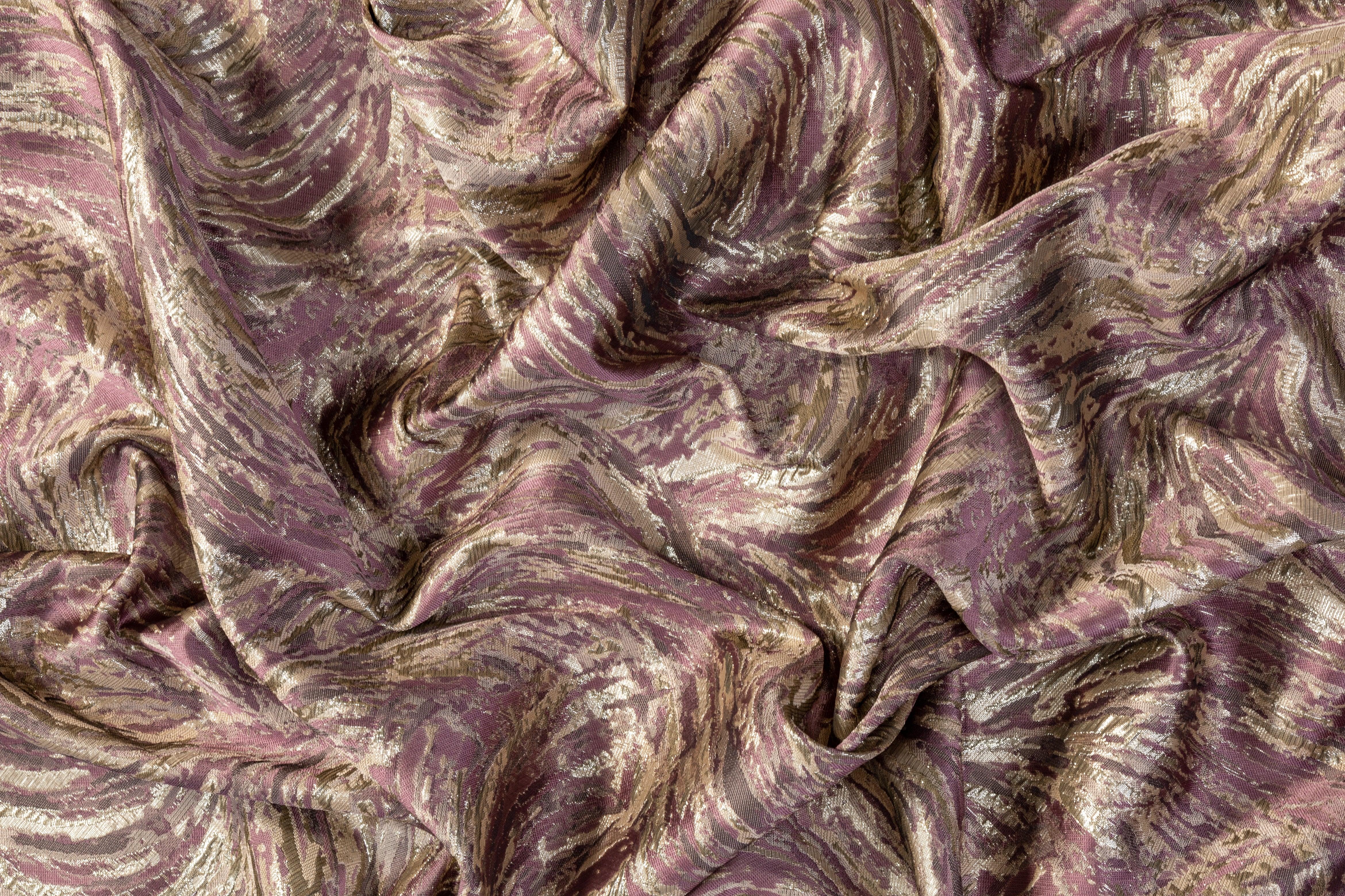 Abstract Metallic Brocade - Mauve and Light Gold - Prime Fabrics