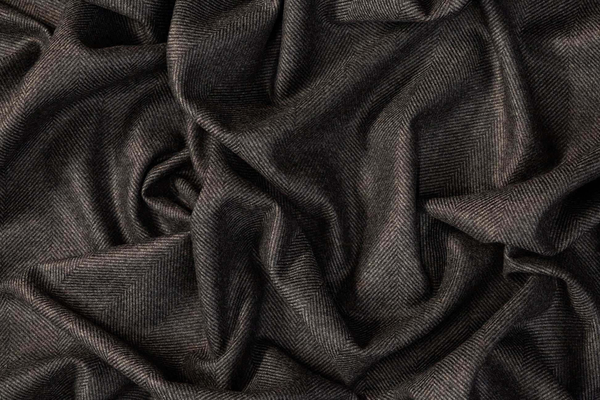 Herringbone Italian Cashmere Suiting - Charcoal Gray - Prime Fabrics