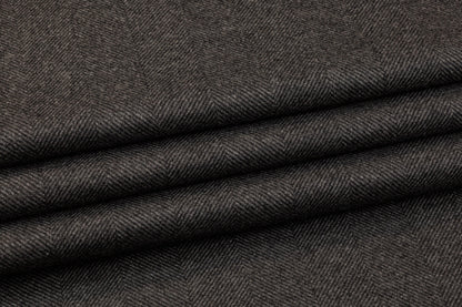 Herringbone Italian Cashmere Suiting - Charcoal Gray - Prime Fabrics