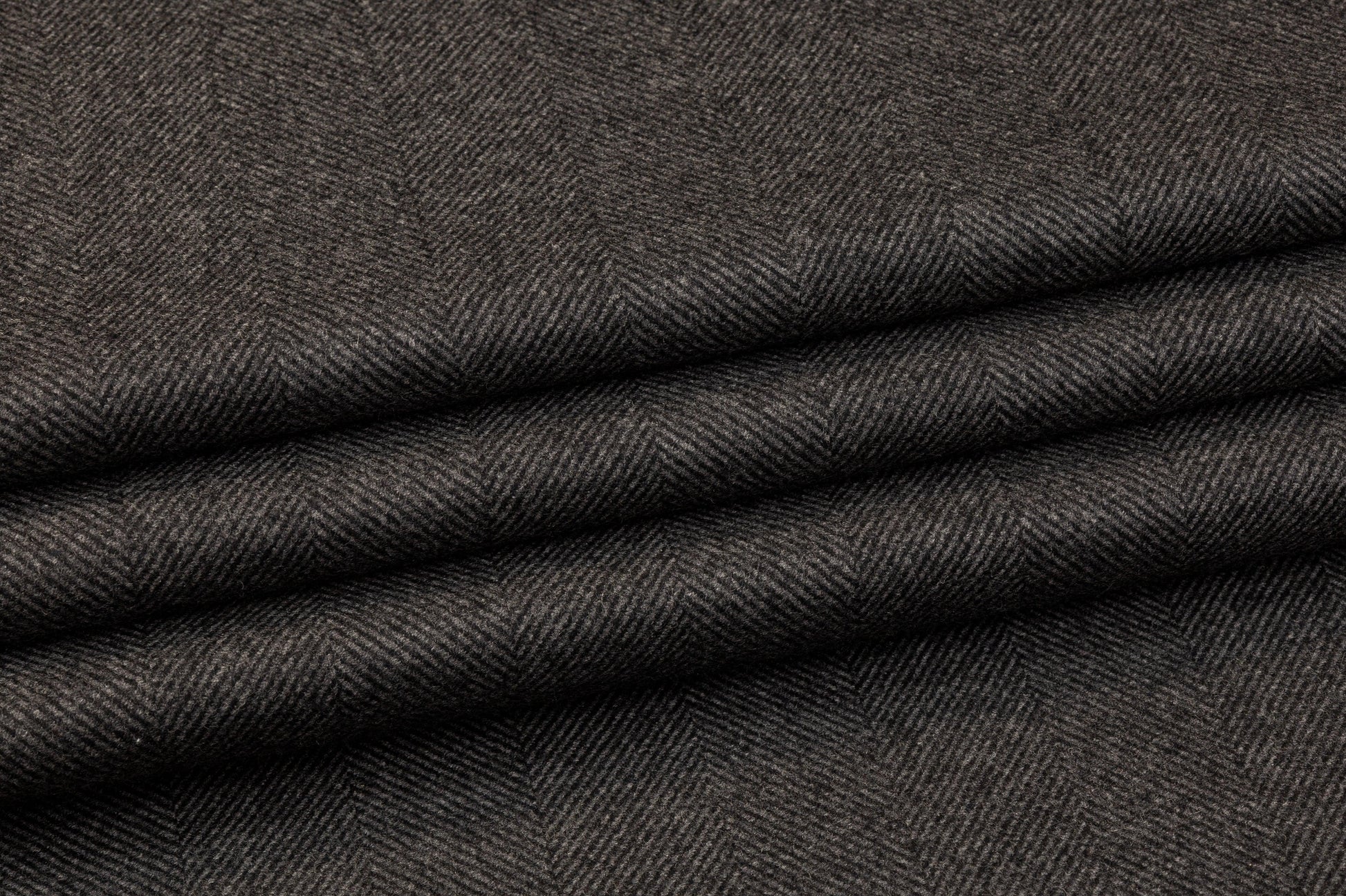 Herringbone Italian Cashmere Suiting - Charcoal Gray - Prime Fabrics