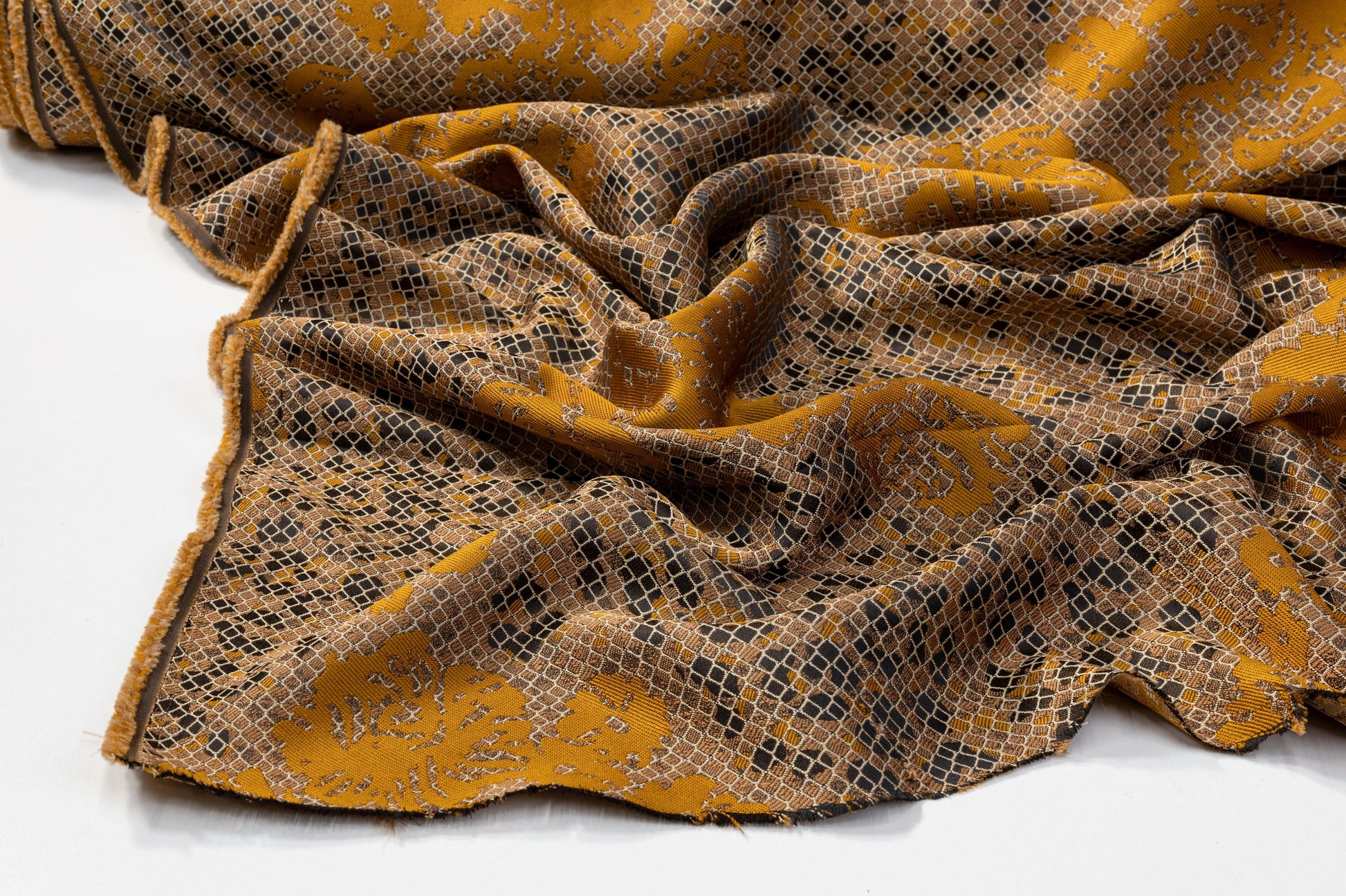 Abstract Floral Jacquard - Brown and Black - Prime Fabrics