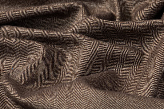 Herringbone Viscose Suiting - Brown - Prime Fabrics