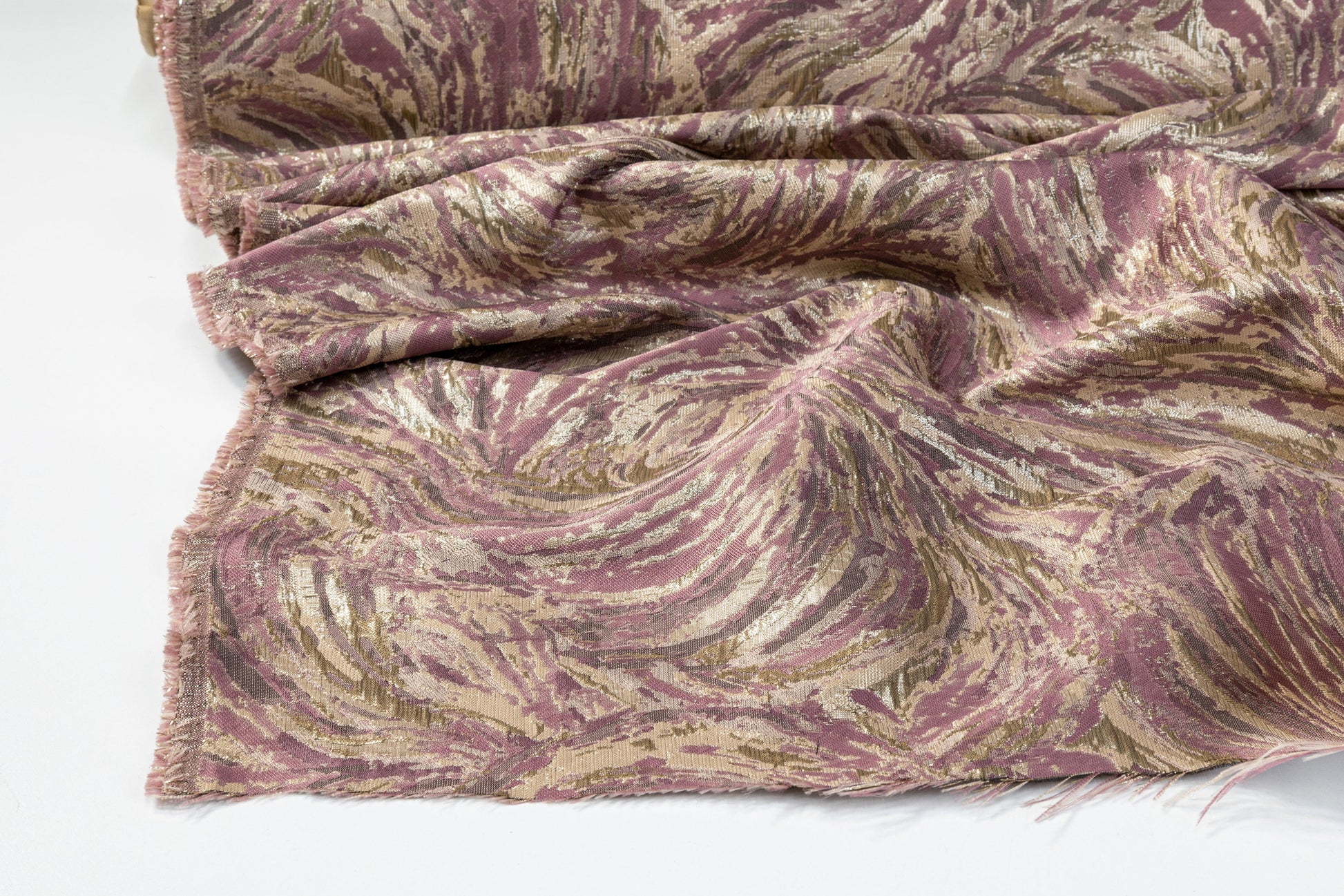 Abstract Metallic Brocade - Mauve and Light Gold - Prime Fabrics