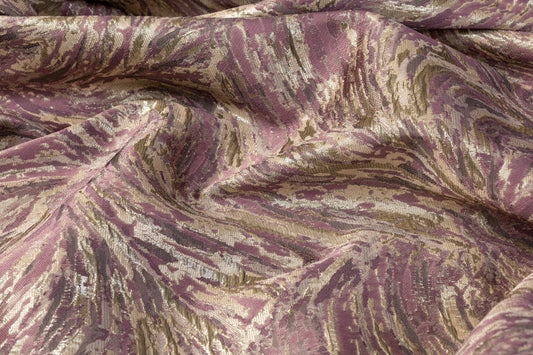 Abstract Metallic Brocade - Mauve and Light Gold - Prime Fabrics