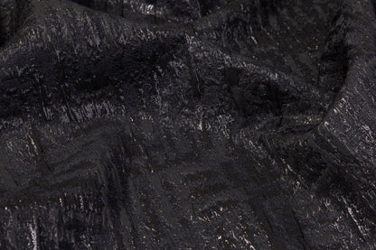 Crushed Metallic Brocade - Black - Prime Fabrics