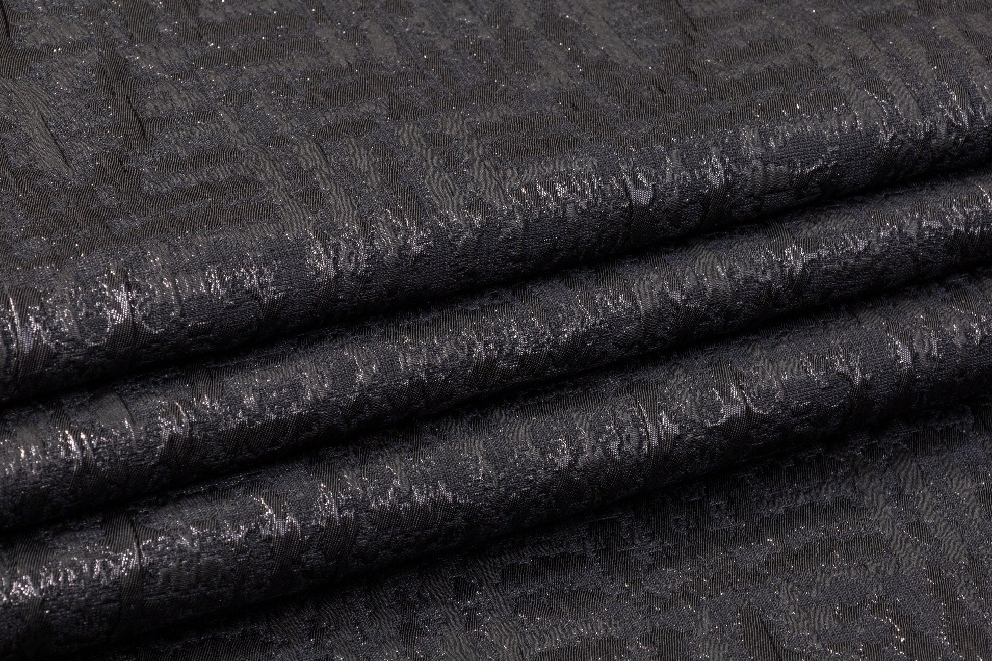 Crushed Metallic Brocade - Black - Prime Fabrics