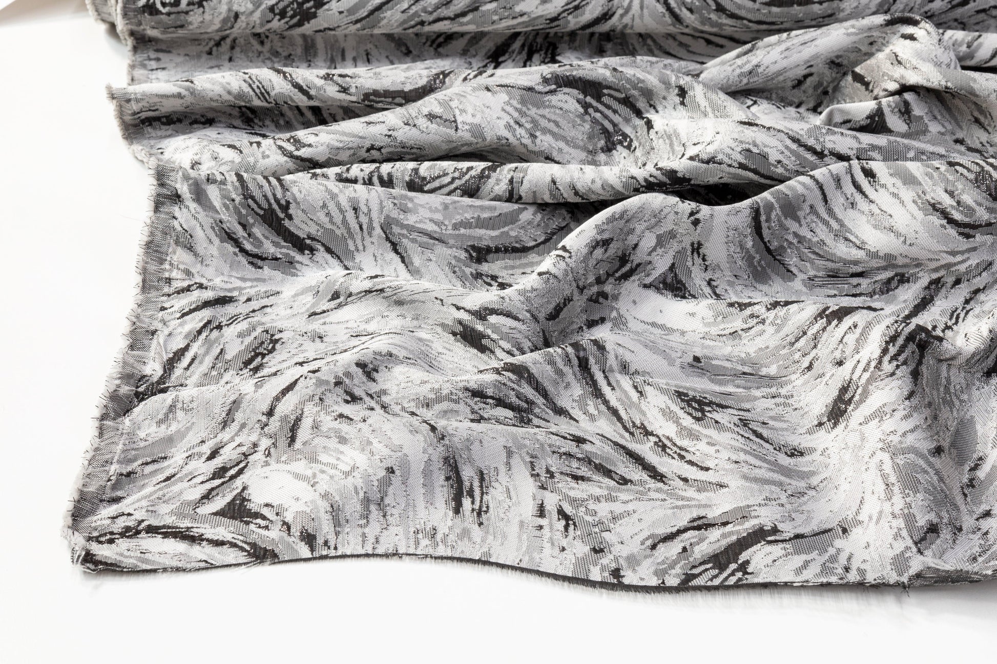 Abstract Metallic Brocade - Gray and Black - Prime Fabrics