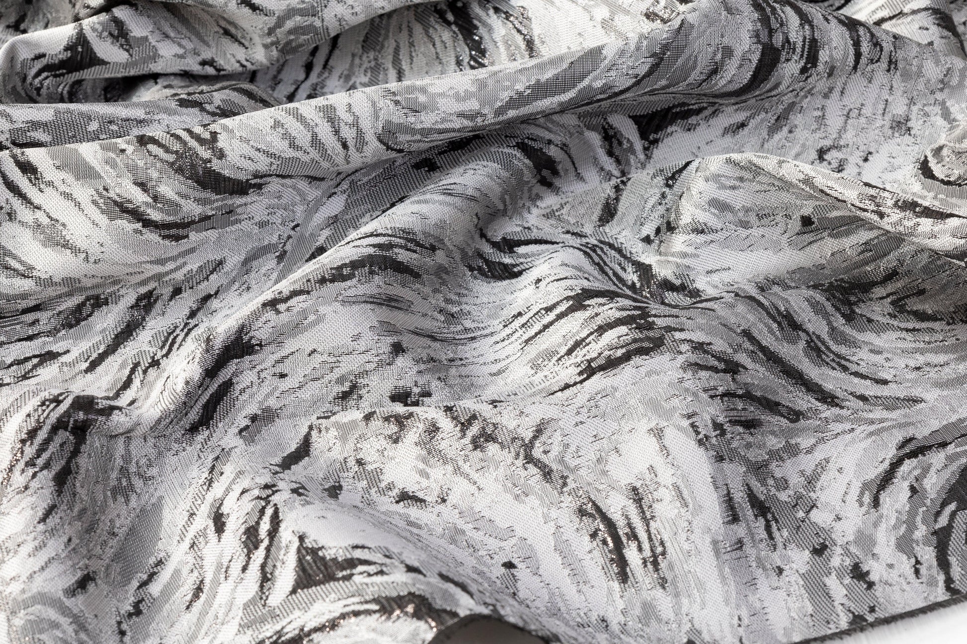 Abstract Metallic Brocade - Gray and Black - Prime Fabrics