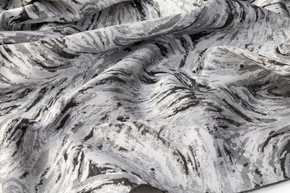 Abstract Metallic Brocade - Gray and Black - Prime Fabrics