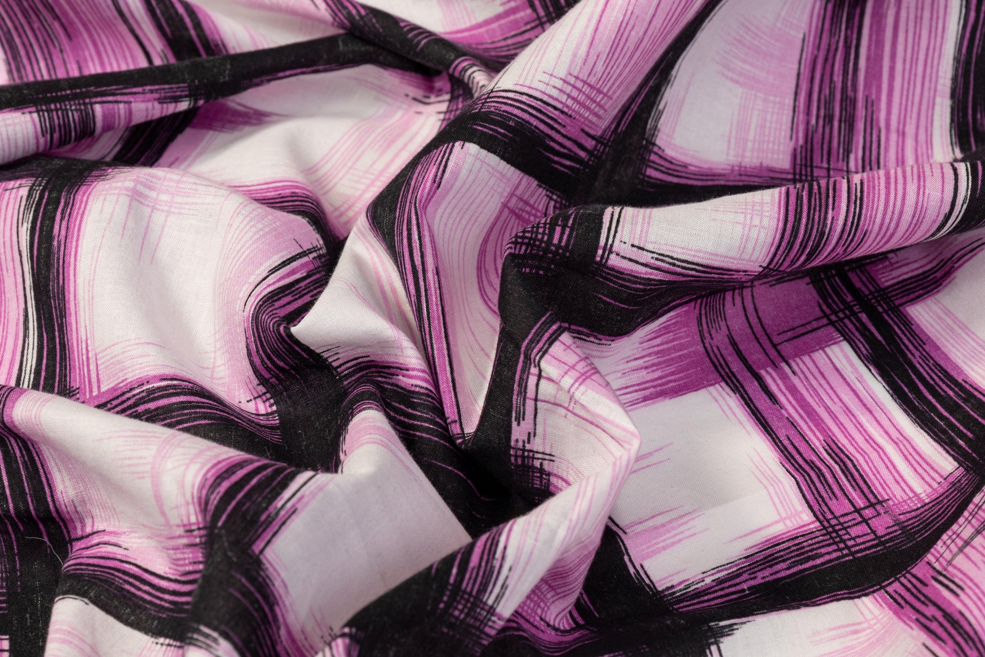 Printed Cotton Voile - Pink, White, Black - Prime Fabrics