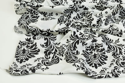 Damask Printed Cotton - Black and White - Prime Fabrics