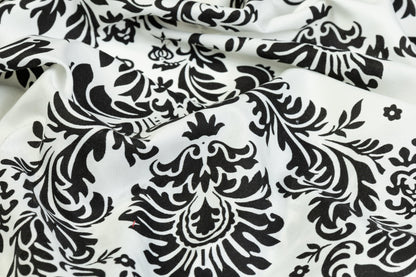 Damask Printed Cotton - Black and White - Prime Fabrics