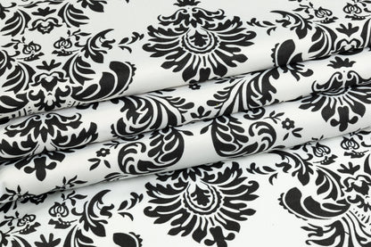 Damask Printed Cotton - Black and White - Prime Fabrics