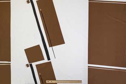 Abstract Cotton Sateen - Brown, White, Black